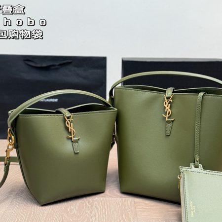 YSL Drawstring Leather Shoulder Bag - Image 3