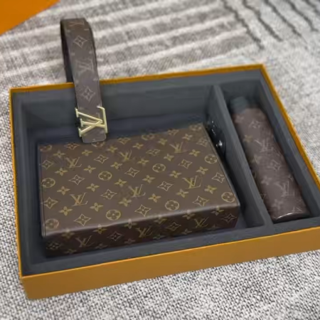 LV Belt + Handbag + Water Bottle Three-Piece Set
