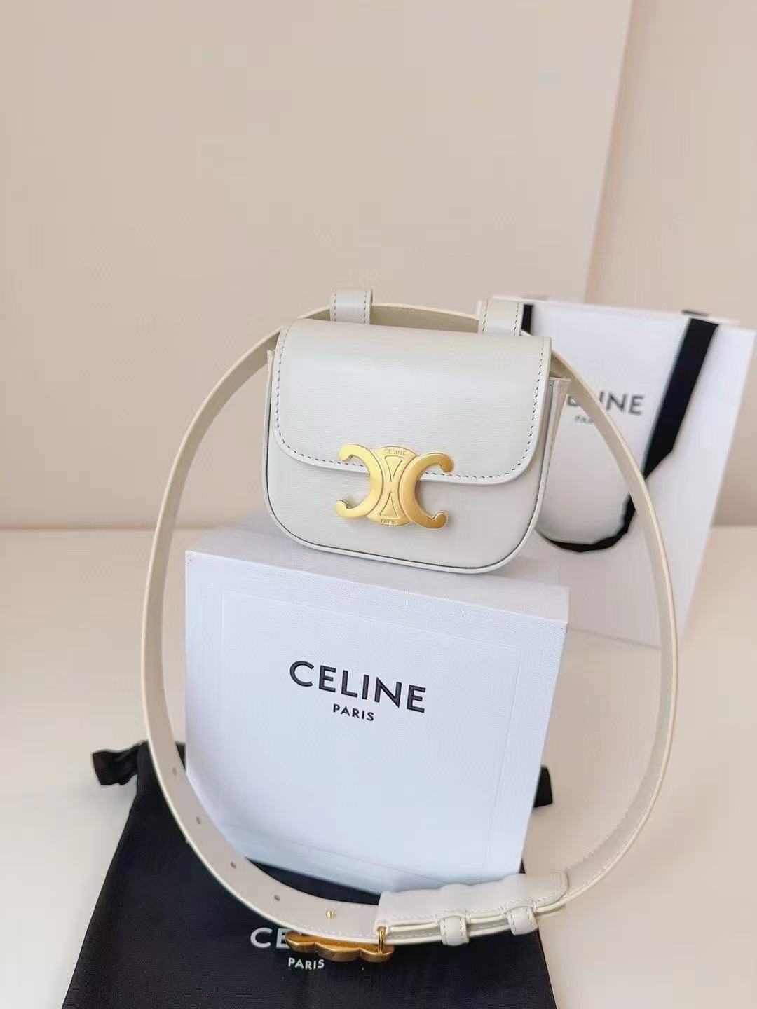 CELINE MINI TRIOMPHE IN SHINY CALFSKIN LYCHEE - Image 1