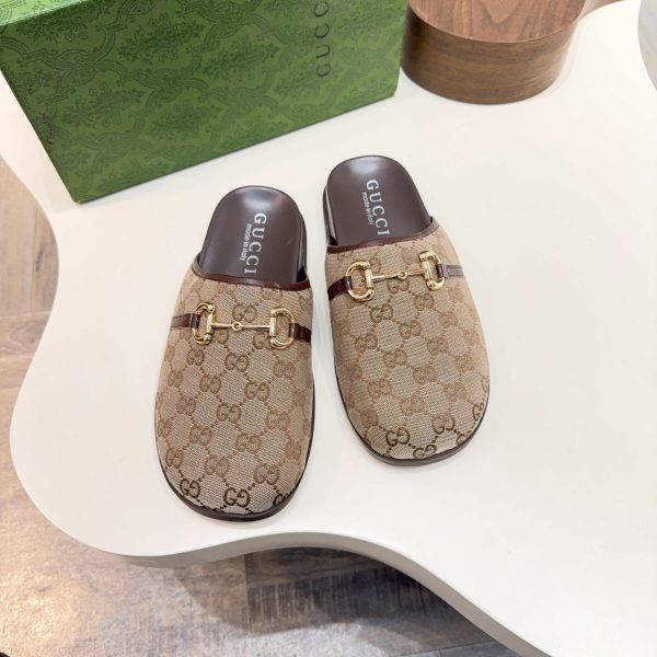 Gucci Horsebit GG Canvas Men Mules