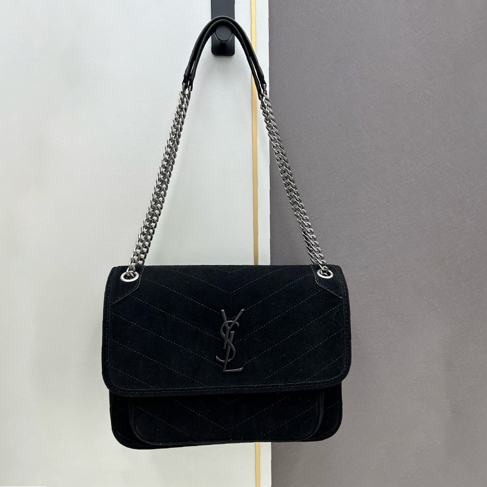 YSL Niki Quilted Suede Handbag - Image 2
