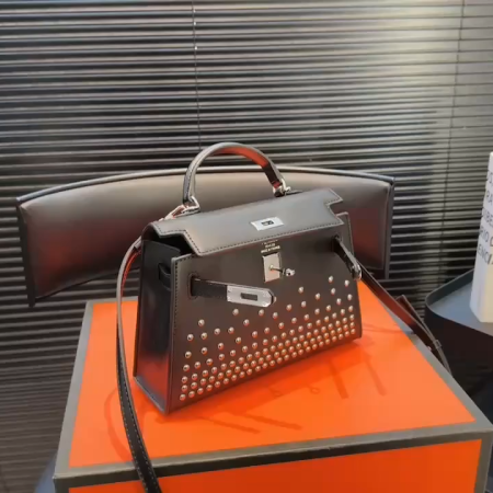 Hermès Mini Kelly 2nd Generation Black and Silver Handbag