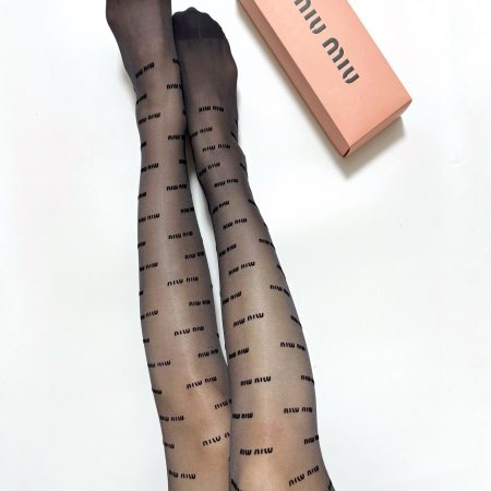 Miu Miu Classic Flocked Letter Stockings