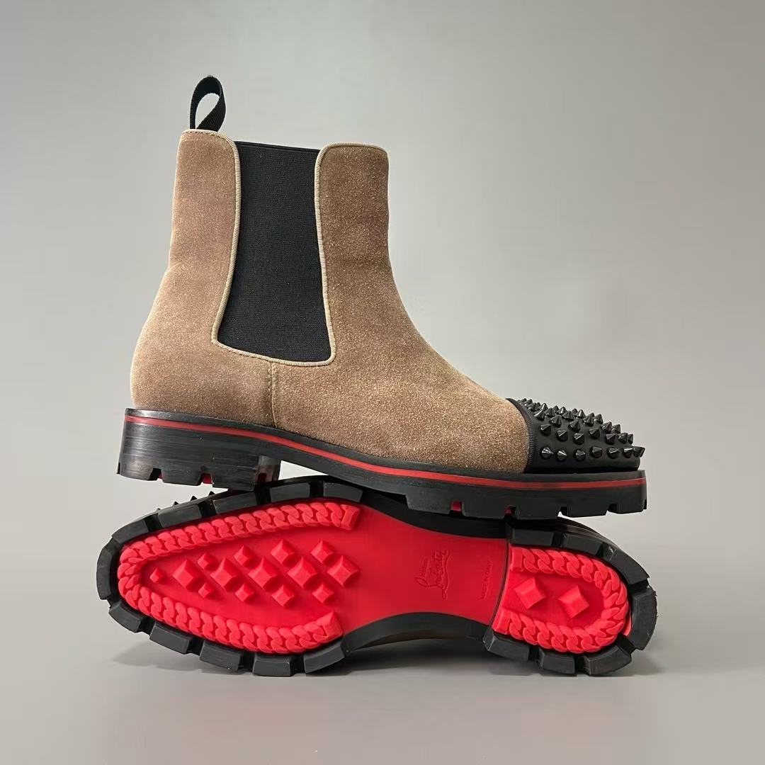 Christian Louboutin Suede Boots with Rivets - Image 8