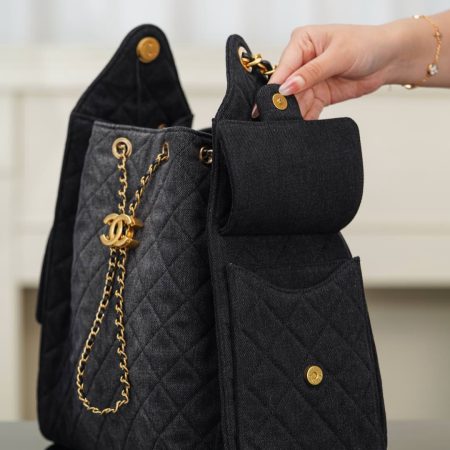 Chanel 25P Hobo Medium Handbag Denim & Gold-Tone Metal Top Quality - Image 6