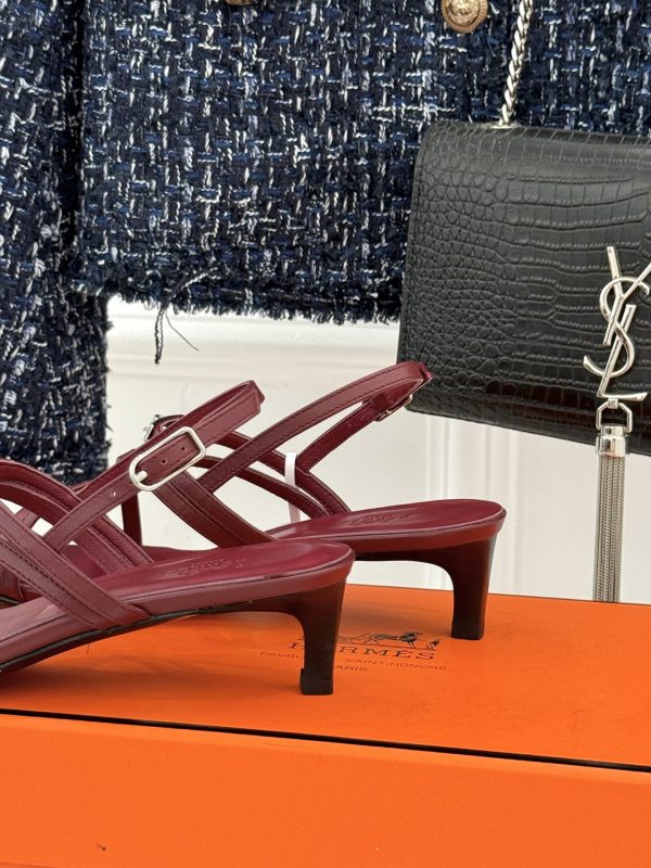 Hermès Kelly Buckle Thin-Strap Kitten-Heel Sandals