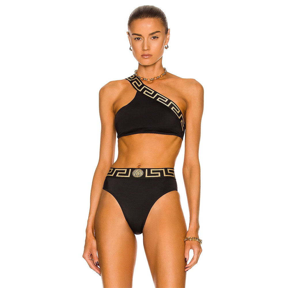 Versace Split Swimsuit With Diagonal Straps Swimwear - Image 2