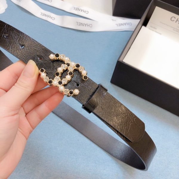 Chanel Belt With Beaded Buckle Brown Gold-Toned Metal and Strass Women Belt 30MM
