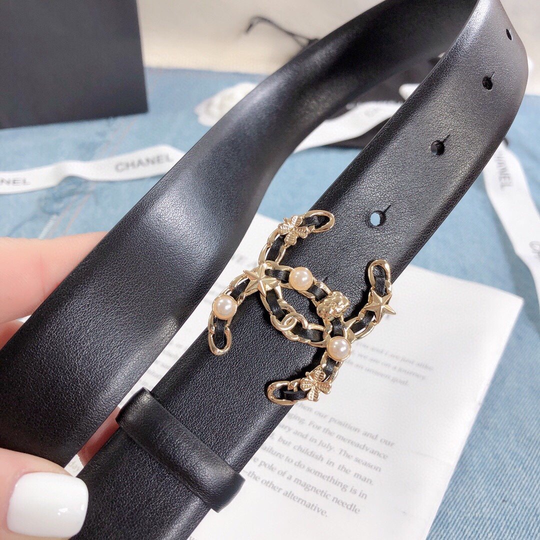 Chanel Belt With Double C Buckle Black Gold Toned Hardware Women Belt 30MM - Image 5