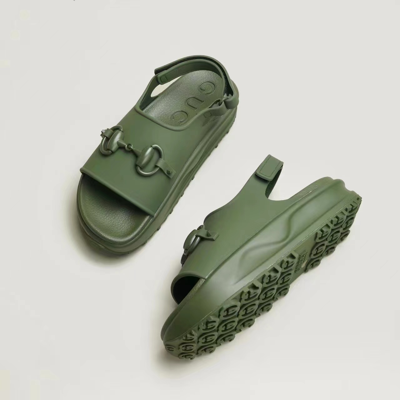 Gucci Shoes Rubber Thick-Soled Hook And Loop Fsteners Slide Sandal - Image 6