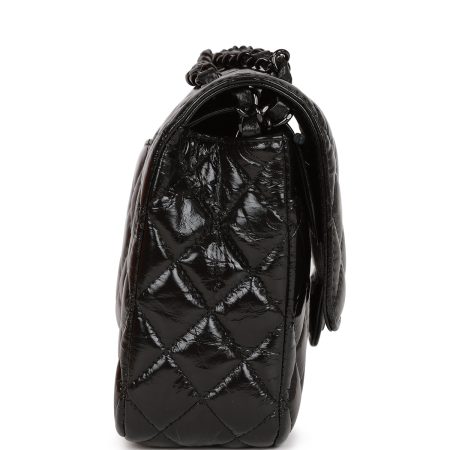 Chanel Classic Flag Bag Medium Classic Double Flap Bag SO Black Crumpled Calfskin Black Hardware - Image 3