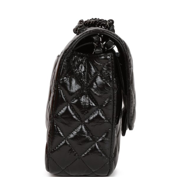 Chanel Classic Flag Bag Medium Classic Double Flap Bag SO Black Crumpled Calfskin Black Hardware