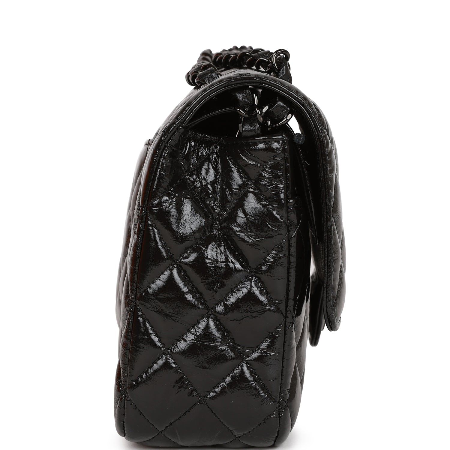 Chanel Classic Flag Bag Medium Classic Double Flap Bag SO Black Crumpled Calfskin Black Hardware - Image 3
