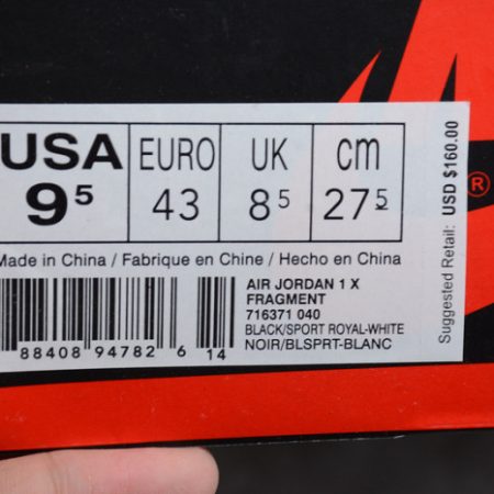 Air Jordan 1 Retro Fragment black/sport royal-white mens 716371-040 - Image 9