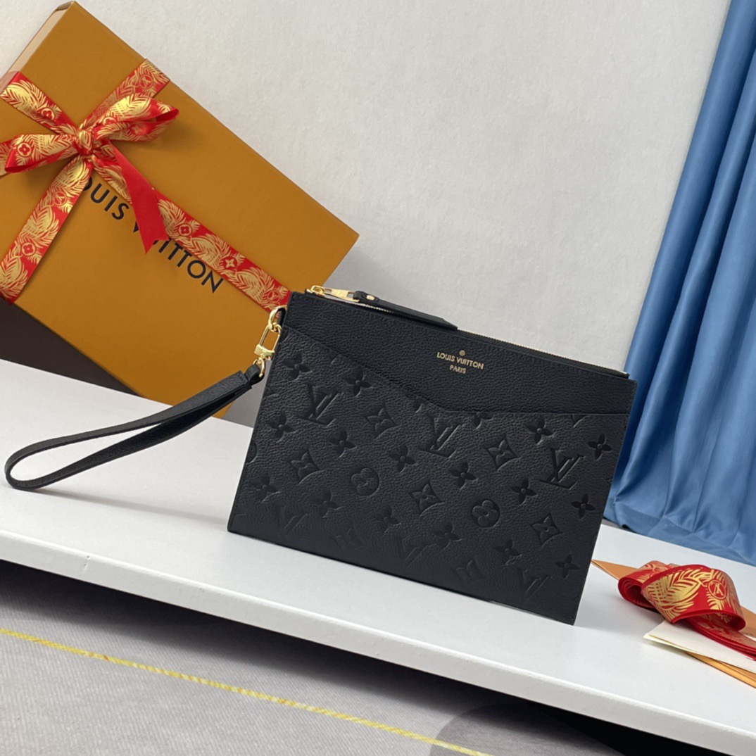 LV Daily Pouch Monogram Empreinte Pochette Mélanie MM Black - Image 1