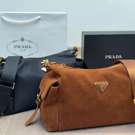 Prada Suede Shoulder Bag - Image 1
