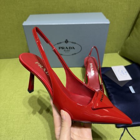Prada Patent Leather Slingback Heeled Pumps - Image 8