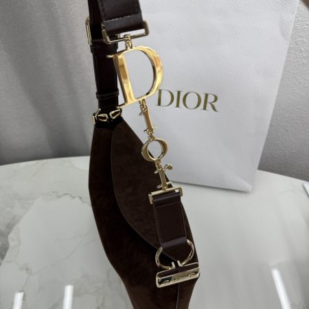Dior Medium Diorly Bag Chocolate Suede - Image 6