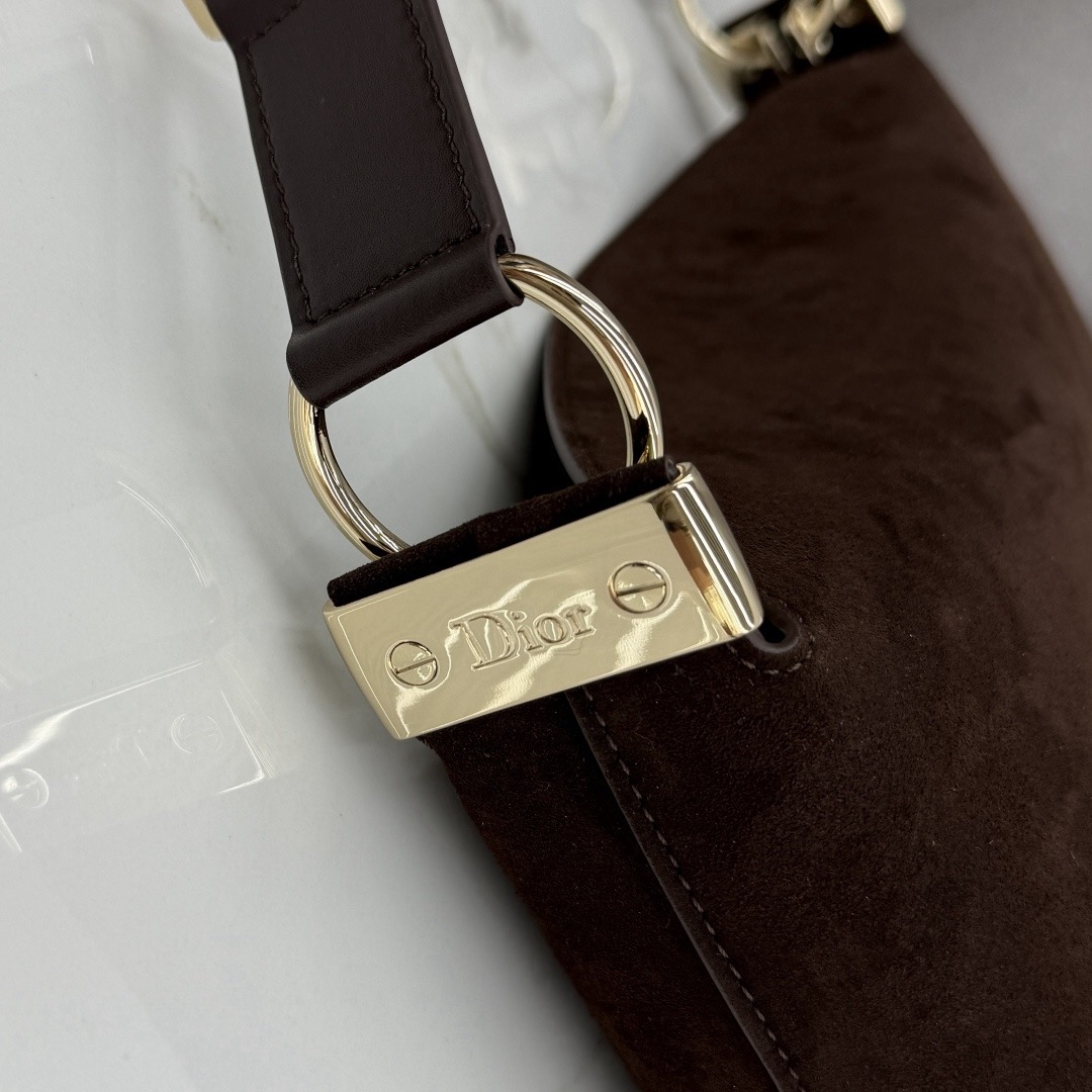 Dior Medium Diorly Bag Chocolate Suede - Image 4