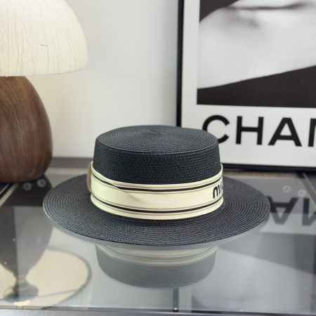 MiuMiu Flat-Brimmed Straw Hat - Image 8