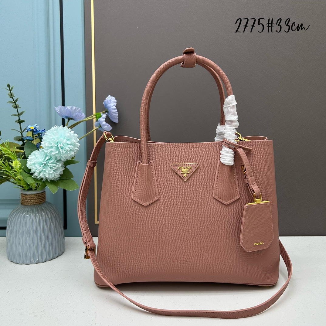 Prada Saffiano Double Medium Handle Bag - Image 4