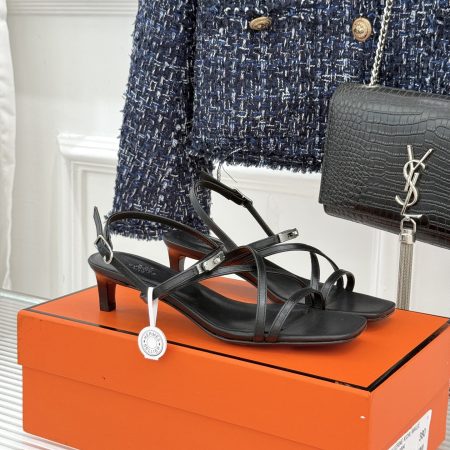 Hermès Kelly Buckle Thin-Strap Kitten-Heel Sandals - Image 3