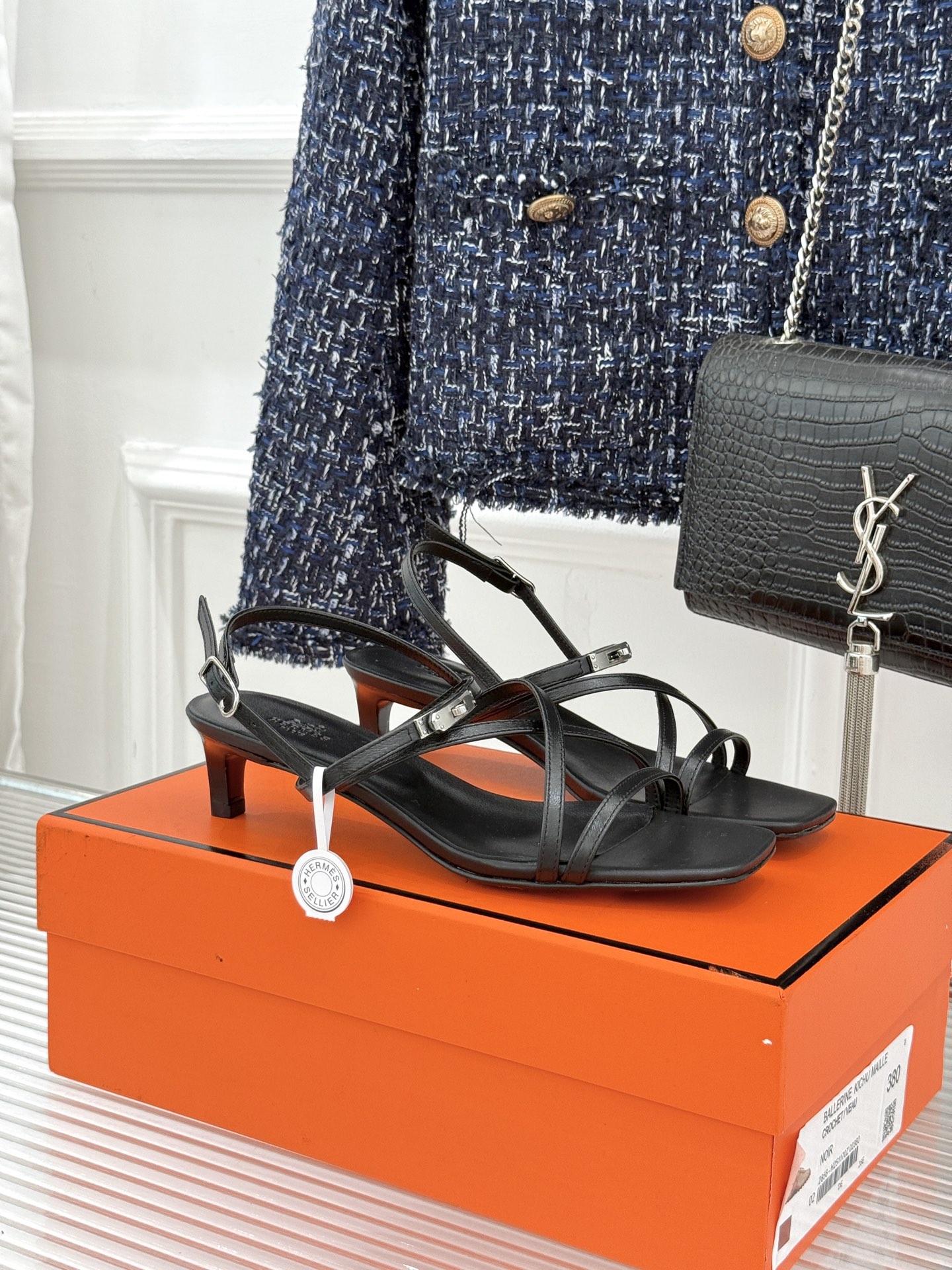 Hermès Kelly Buckle Thin-Strap Kitten-Heel Sandals - Image 3