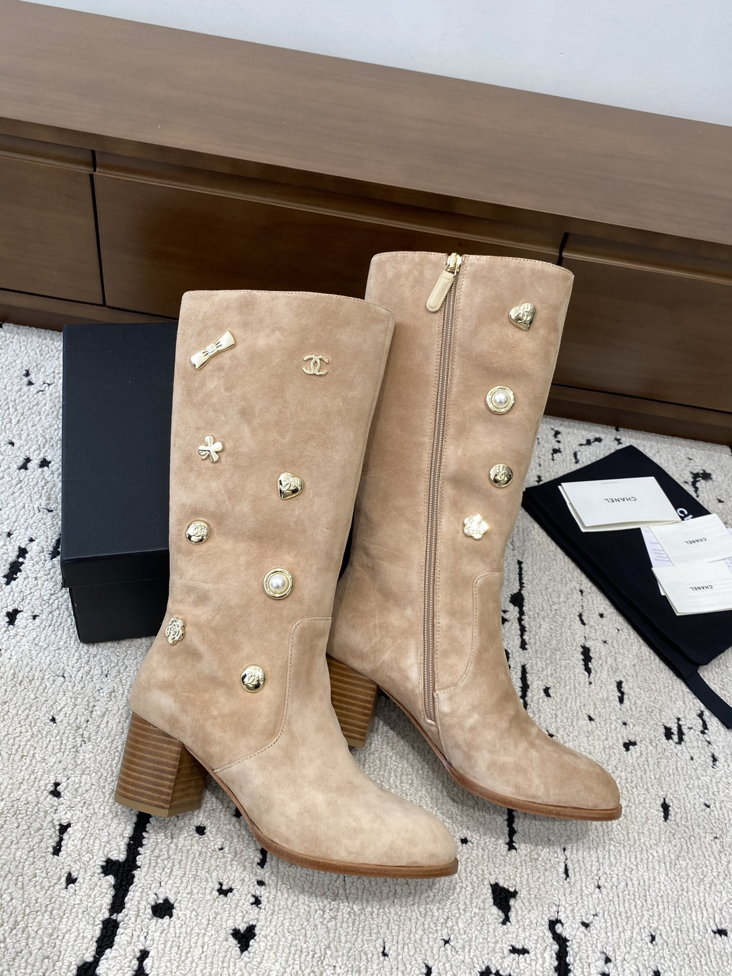 Chanel Pearl Rider Boots - Image 1