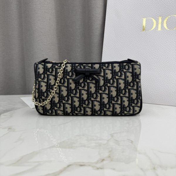 Dior Oblique Bow Pouch with Chain