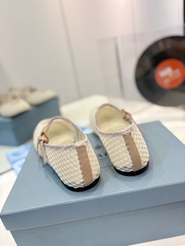 Prada Macramé mesh Mary Jane flats