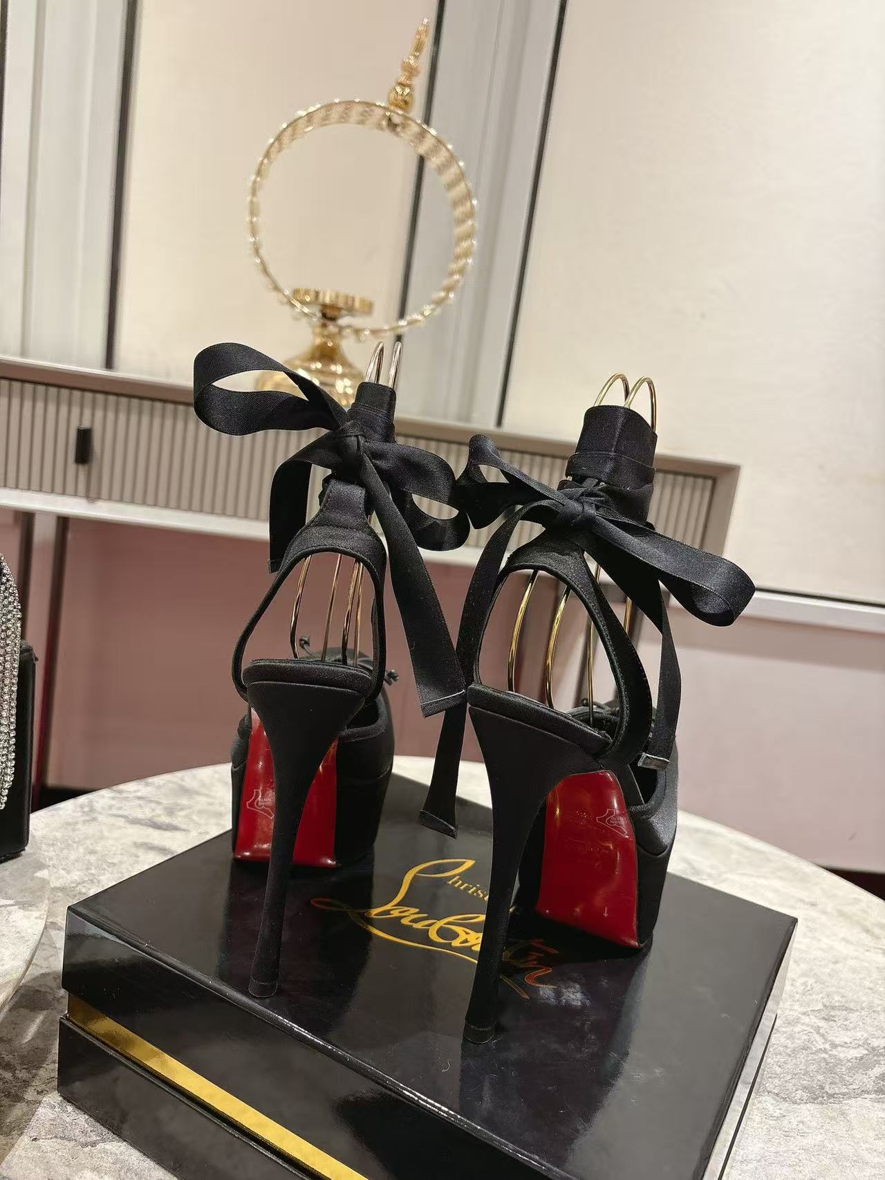 Christian Louboutin Cassia Lace Up Alta High Heels - Image 9