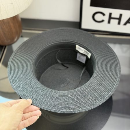 MiuMiu Flat-Brimmed Straw Hat - Image 10