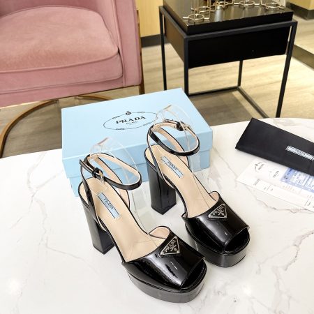 Prada Buckle Square-Heel Sandals - Image 3