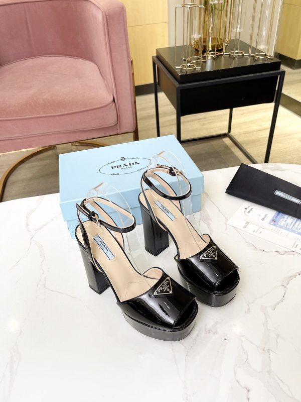 Prada Buckle Square-Heel Sandals