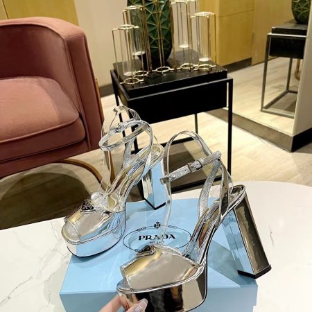 Prada Buckle Square-Heel Sandals - Image 5