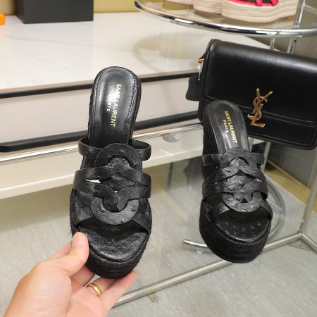 YSL Braided Wedge Sandals - Image 6