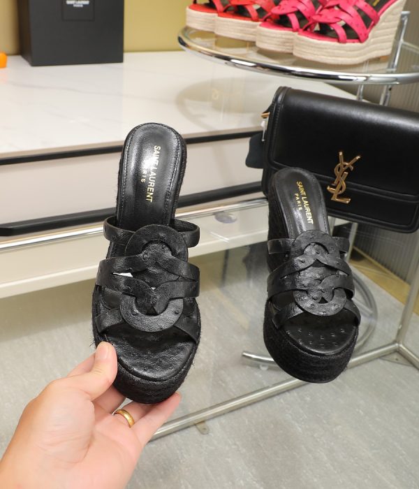 YSL Braided Wedge Sandals