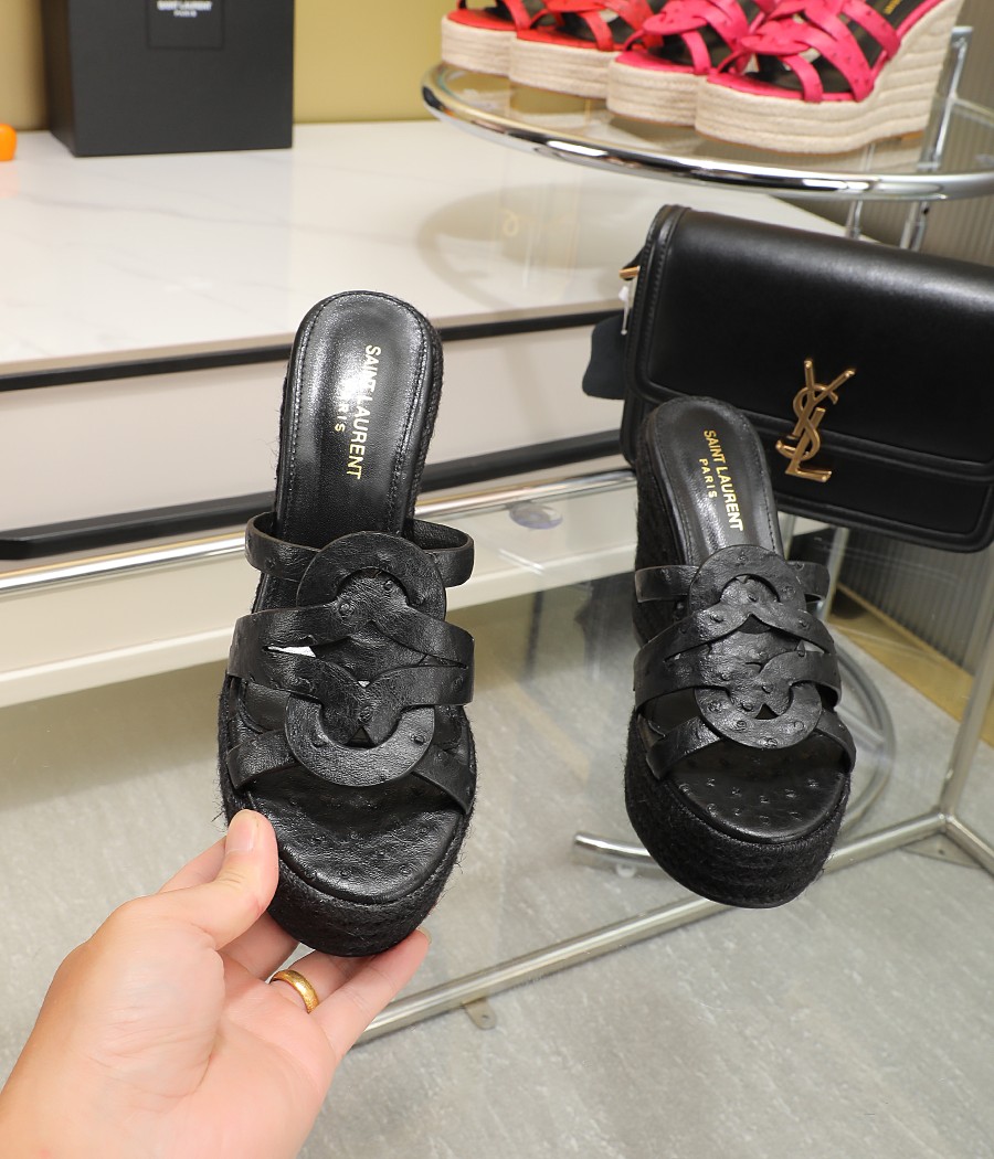 YSL Braided Wedge Sandals - Image 6