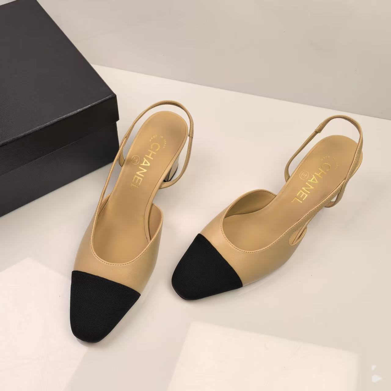 Chanel CC Sling Back Beige - Image 4