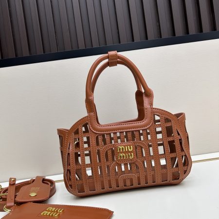 Miu Miu New Leather-Braided Openwork Bag
