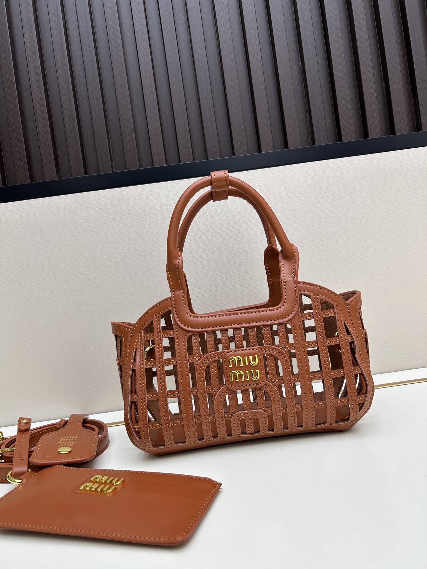 Miu Miu New Leather-Braided Openwork Bag - Image 1