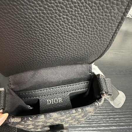 Dior Oblique GrainedCalfskin Vertical Saddle Bag - Image 10