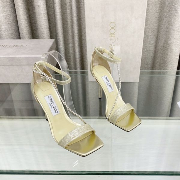 Jimmy Choo 10CM Leather Slide Heels