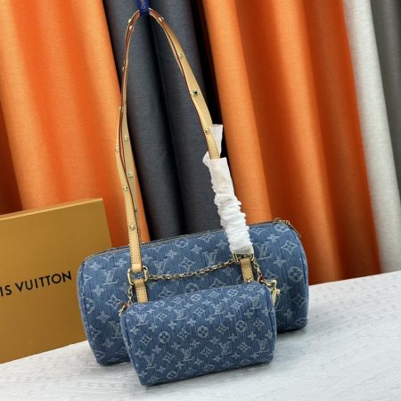 LV Papillon Denim Speedy Bandouliere Bag