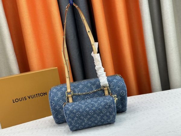 LV Papillon Denim Speedy Bandouliere Bag