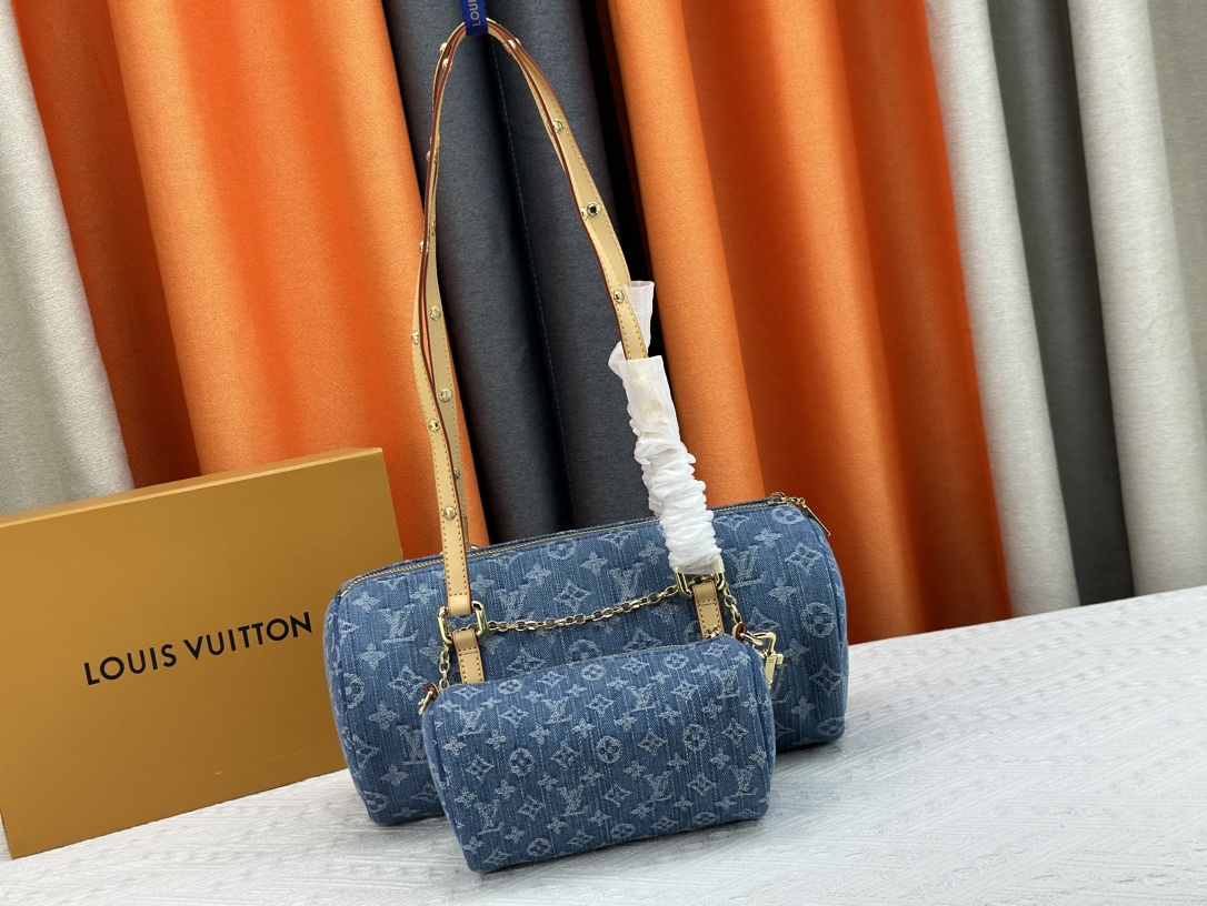 LV Papillon Denim Speedy Bandouliere Bag - Image 1