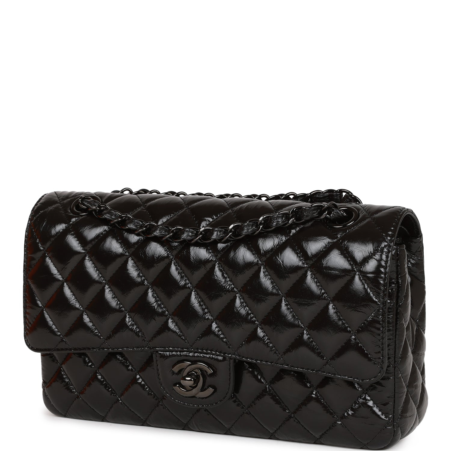 Chanel Classic Flag Bag Medium Classic Double Flap Bag SO Black Crumpled Calfskin Black Hardware - Image 5