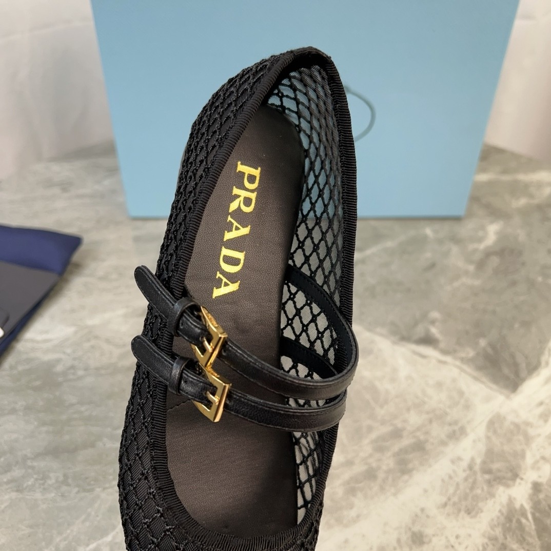 Prada Ballerine Mesh Mary Jane Shoes - Image 3