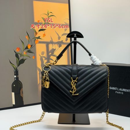 YSL College Black and Gold Messenger Bag - Image 2