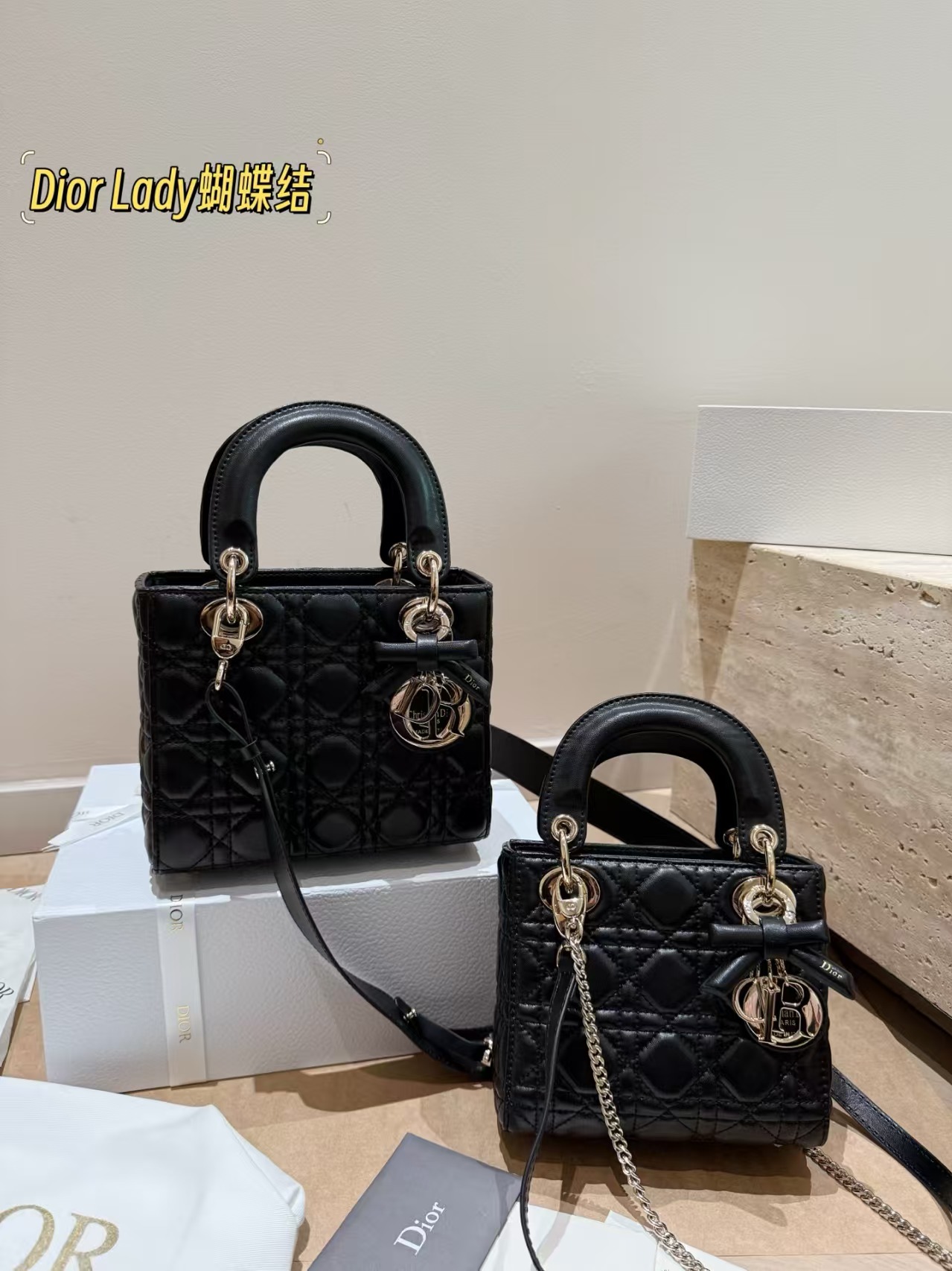 Dior Small & Micro Lady Dior My ABC Dior Bag with bow - Image 4